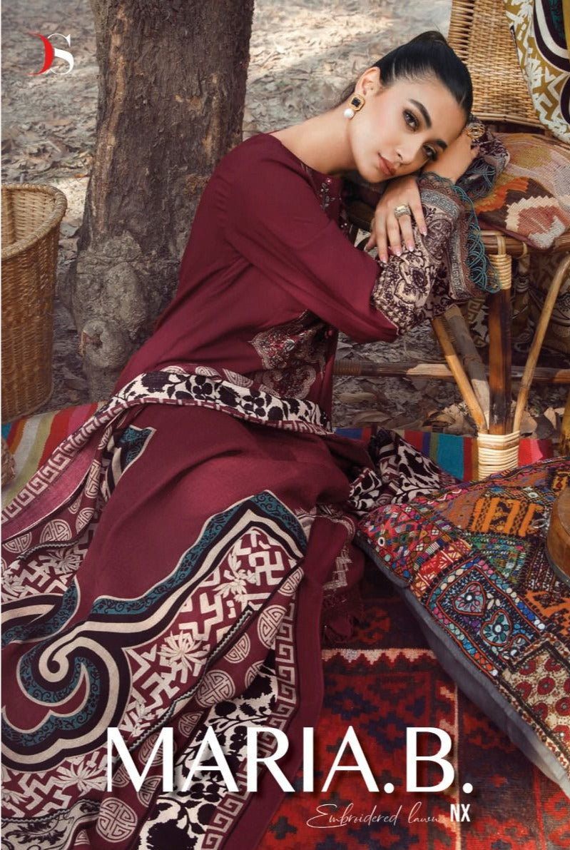 Deepsy Suit Maria B Embroidered Lawn Nx Pure Cotton Embroidery Pakistani Salwar Suit