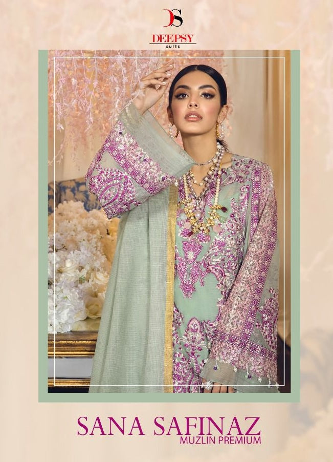 Deepsy Suit Sana Safinaz Muzlin Premium Cotton Print With Embroidered Work Salwar Suit