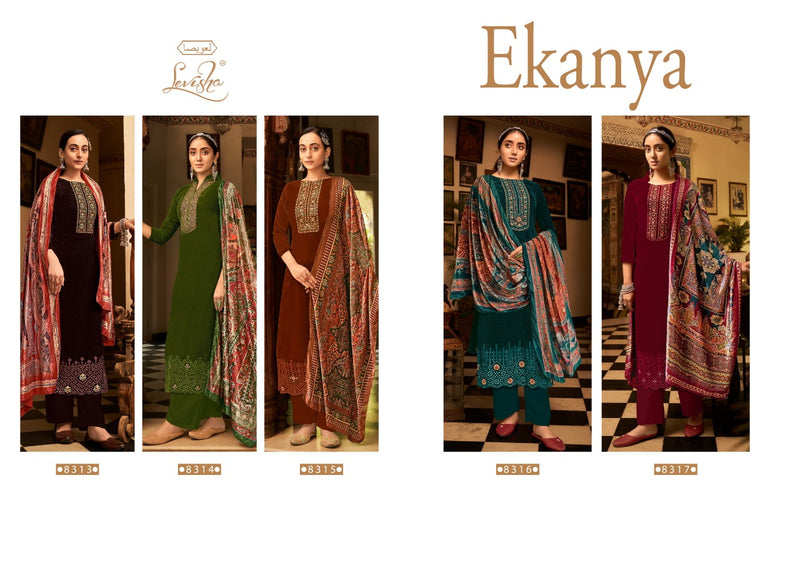 Levisha Ekanya Velvet With Heavy Embroidery Work Stylish Designer Attractive Look Salwar Kameez