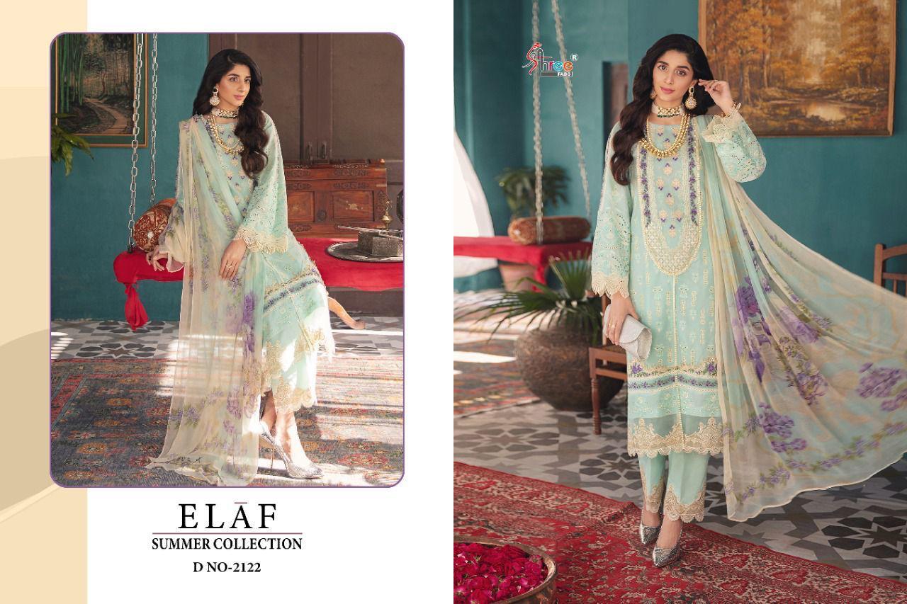 Shree Fabs Elaf Summer Collection Cotton Embroidered Pakistani Style Party Wear Salwar Suits