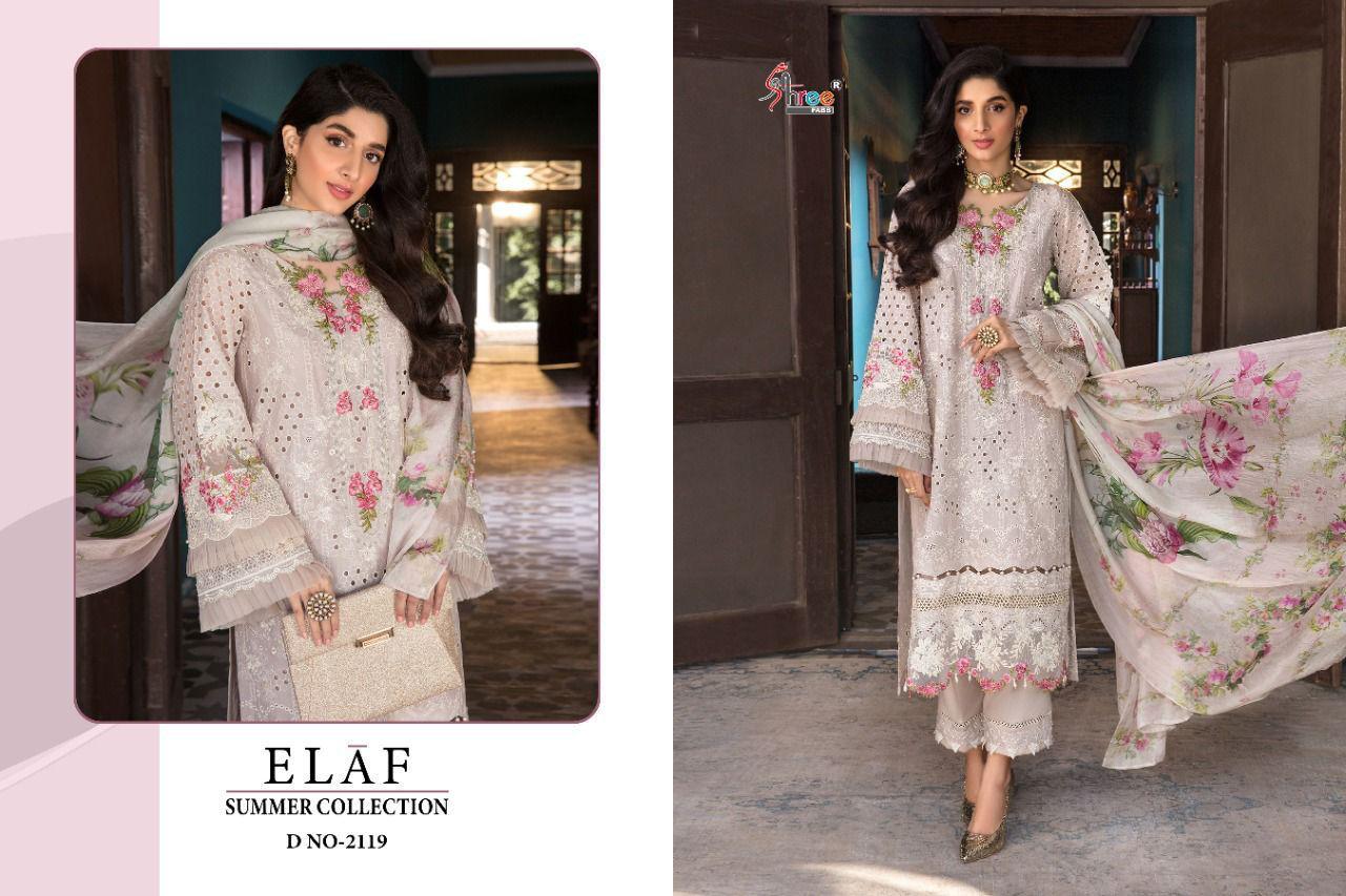 Shree Fabs Elaf Summer Collection Cotton Embroidered Pakistani Style Party Wear Salwar Suits