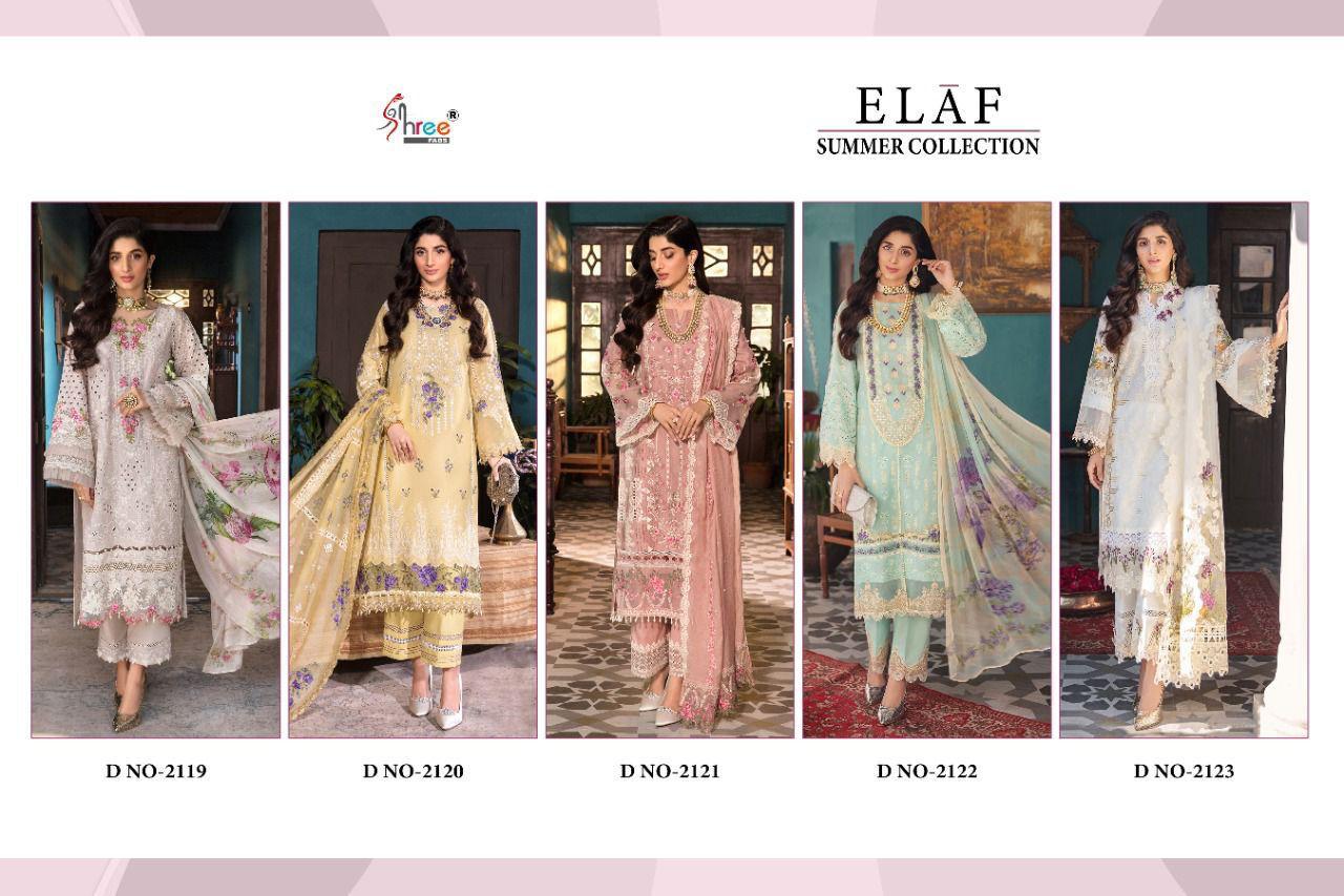 Shree Fabs Elaf Summer Collection Cotton Embroidered Pakistani Style Party Wear Salwar Suits