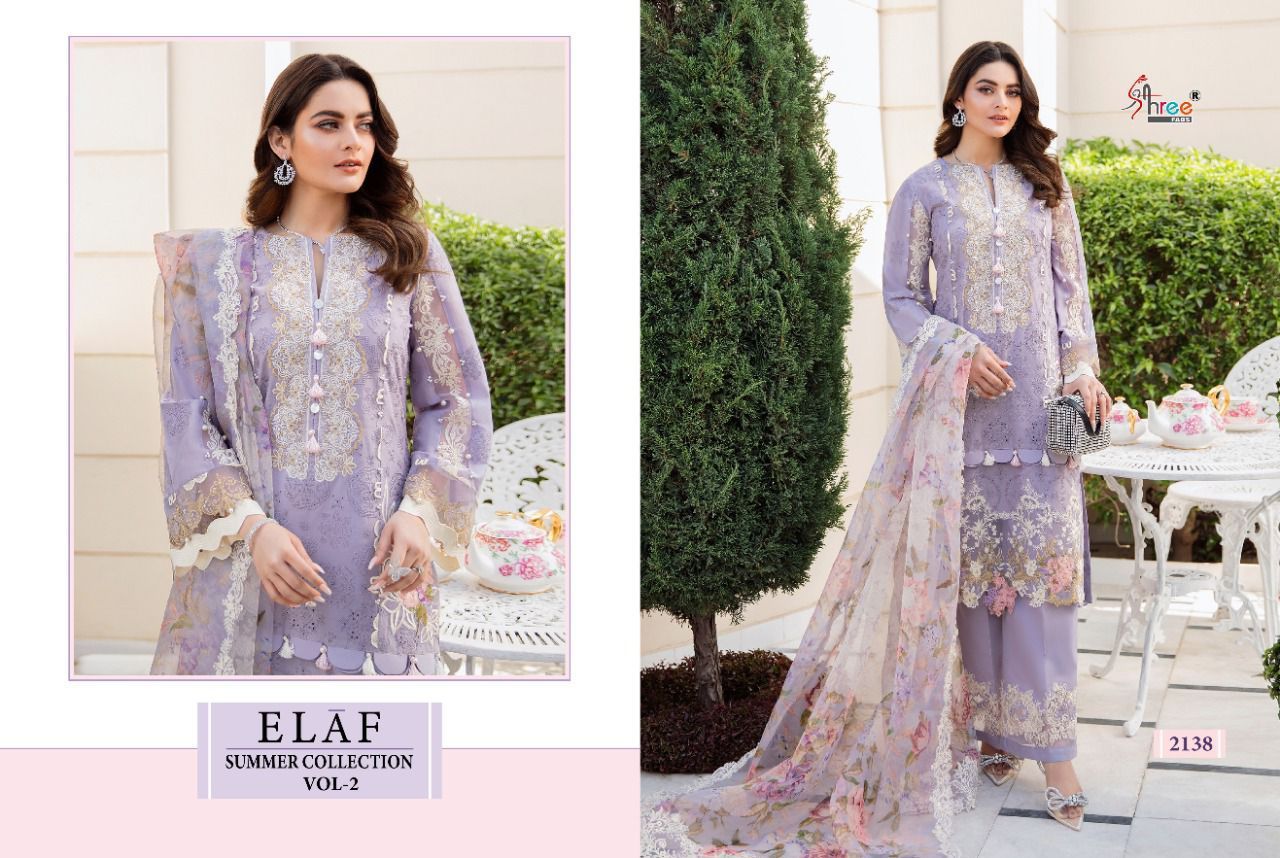 Shree Fabs Elaf Summer Collection Vol 2 Cotton Embroidered Pakistani Style Party Wear Salwar Suits