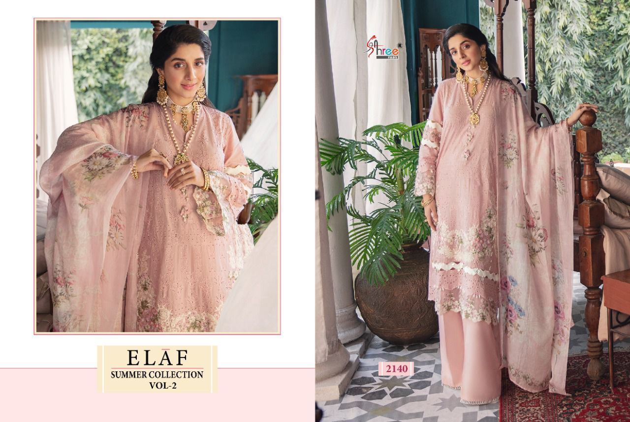 Shree Fabs Elaf Summer Collection Vol 2 Cotton Embroidered Pakistani Style Party Wear Salwar Suits