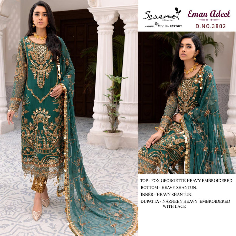 Serene Eman Adeel Fox Georgette  Pakistani Style Heavy Designer Party Wear Salwar Suits