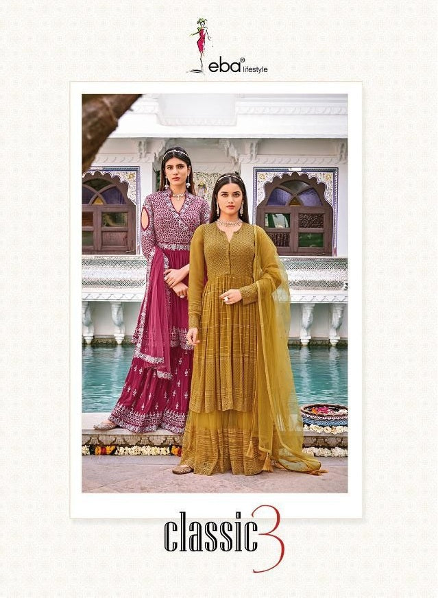 Eba Lifestyle Classic Vol 3 Georgette And Chinon With Embroidery Work