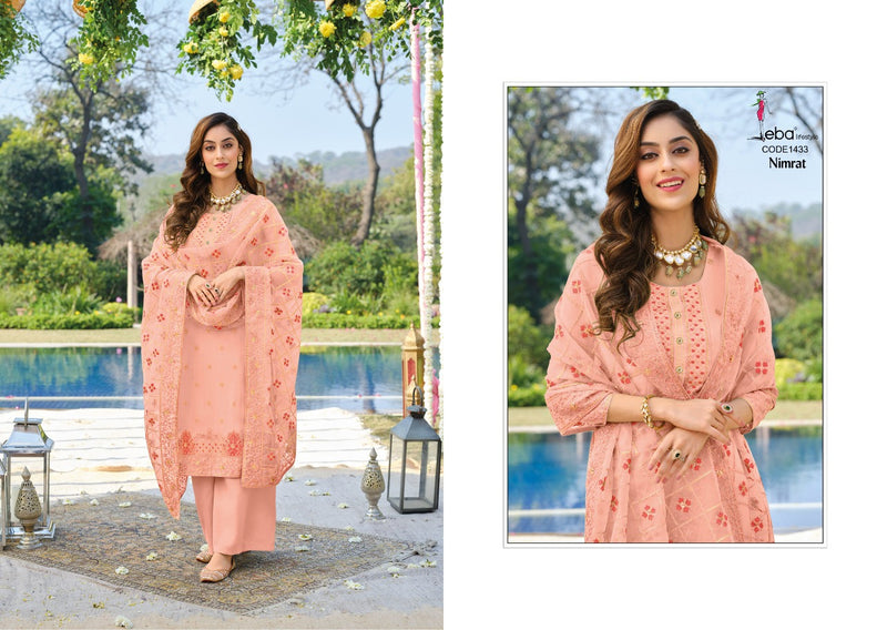 Eba Lifestyle Nimrat Pure Viscose Organza Heavy Embroidered Work Salwar Suit