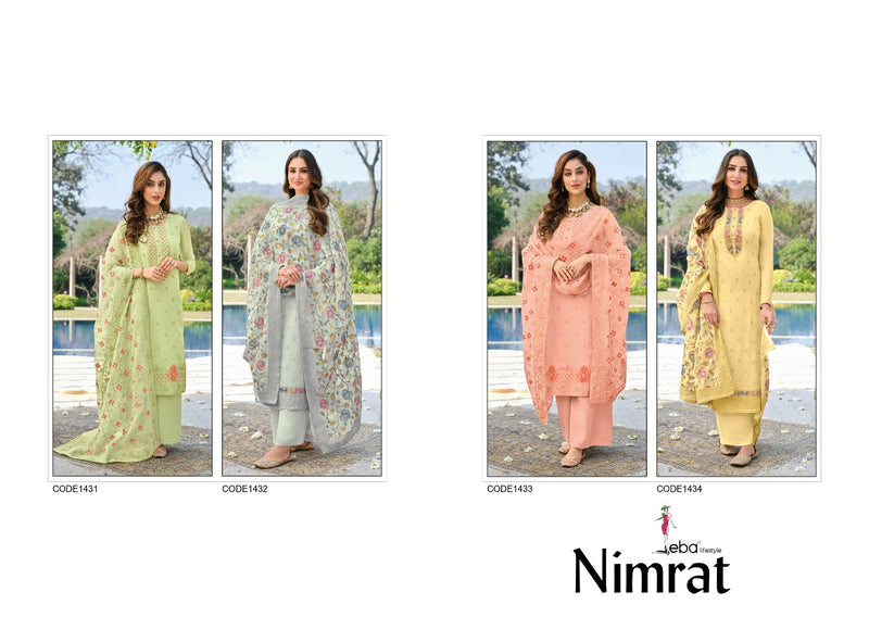 Eba Lifestyle Nimrat Pure Viscose Organza Heavy Embroidered Work Salwar Suit