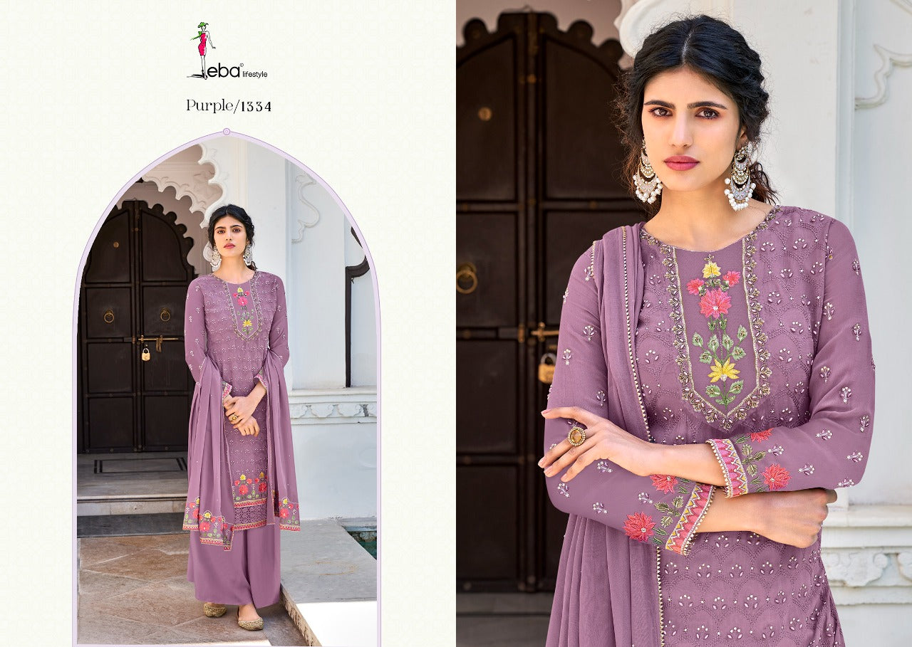 Eba Lifestyle puple Vol 1 Faux Georgette with Heavy embroidery Kurti