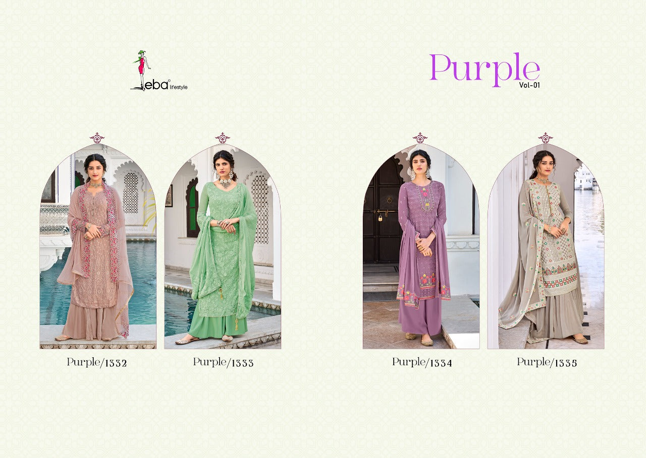 Eba Lifestyle puple Vol 1 Faux Georgette with Heavy embroidery Kurti