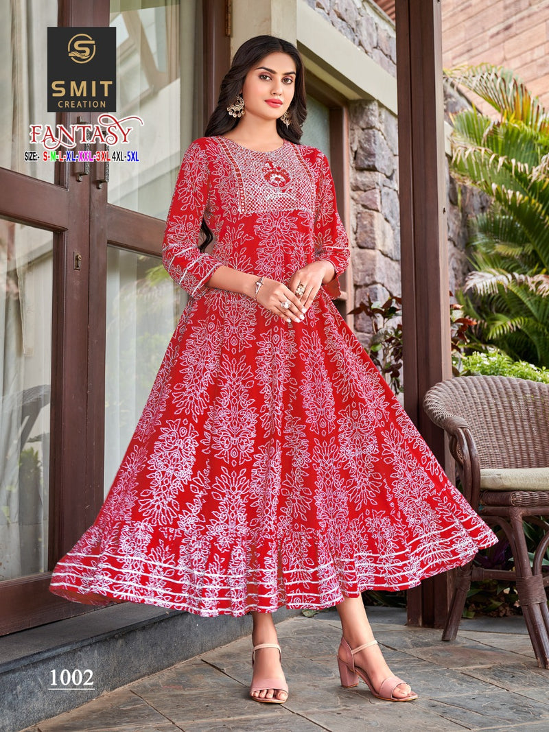 Poonam Fantasy Rayon With Printed Work Stylish Designer Casual Look Fancy Kurti