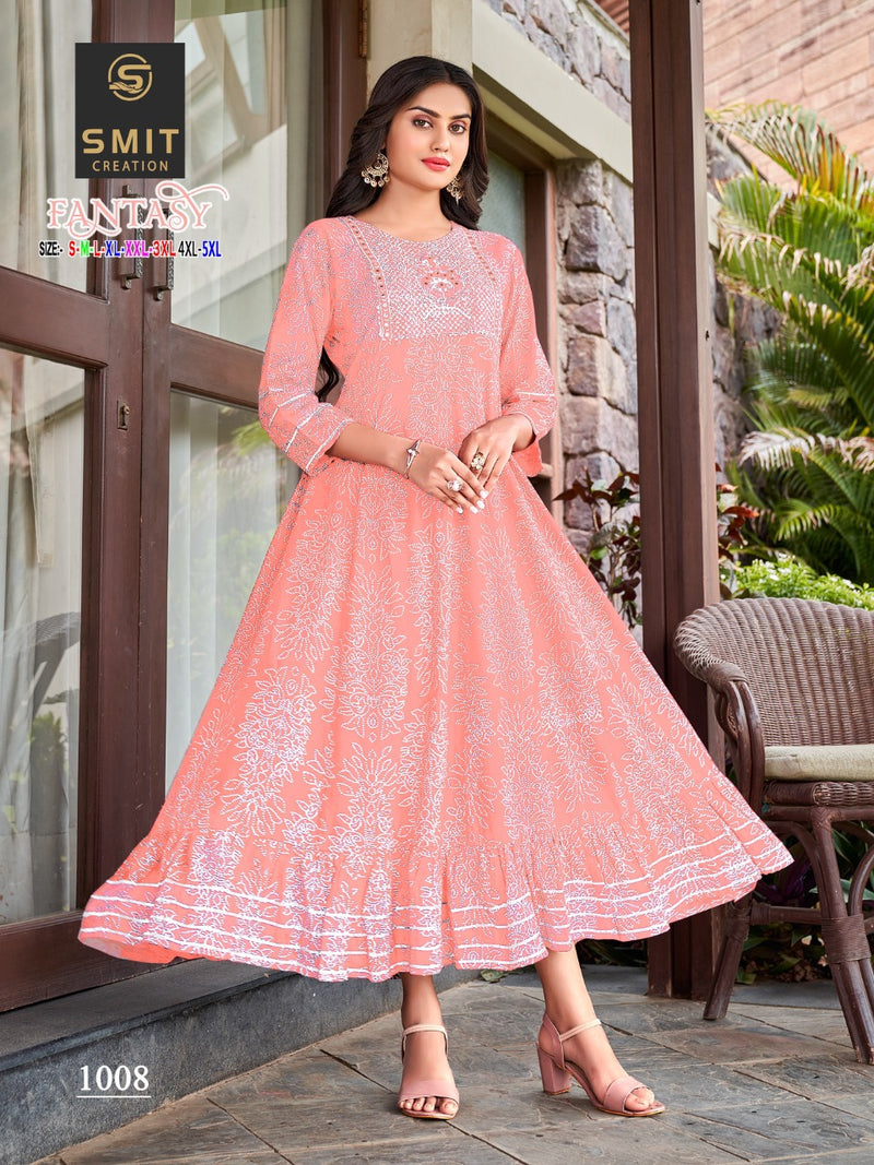 Poonam Fantasy Rayon With Printed Work Stylish Designer Casual Look Fancy Kurti