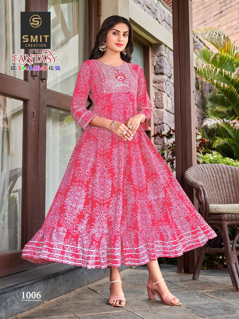 Poonam Fantasy Rayon With Printed Work Stylish Designer Casual Look Fancy Kurti