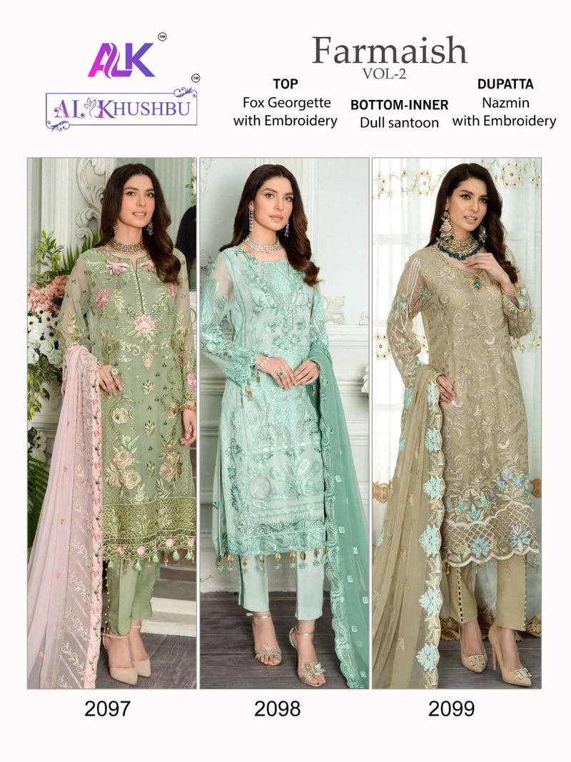 Al Khushbu Farmaish Vol 2 Georgette With Beautiful Heavy Embroidery Work Stylish Pakistani Party Wear Salwar Kameez