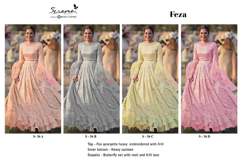 Serene Feza Georgette Designer Wedding Wear  Embroidered Suits