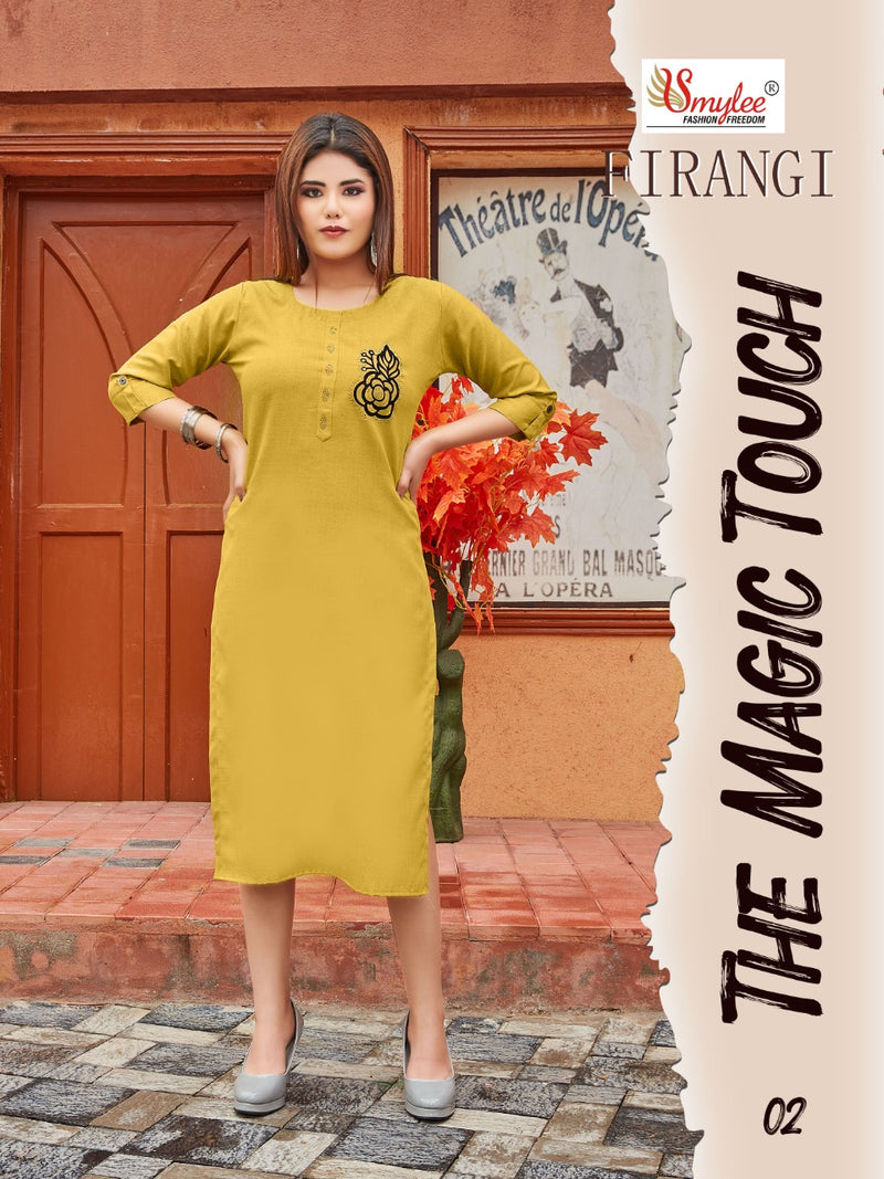 Smylee Fashion Firangi Rayon Stylish Fancy Casual Wear Long Kurtis