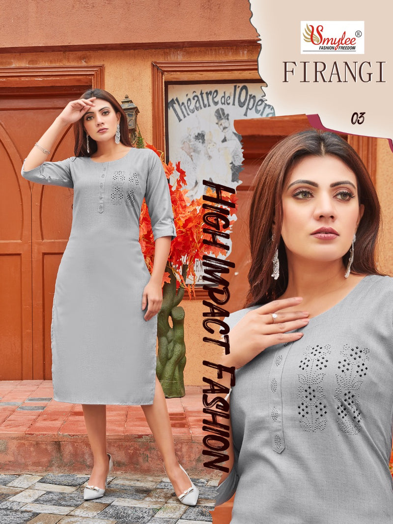 Smylee Fashion Firangi Rayon Stylish Fancy Casual Wear Long Kurtis