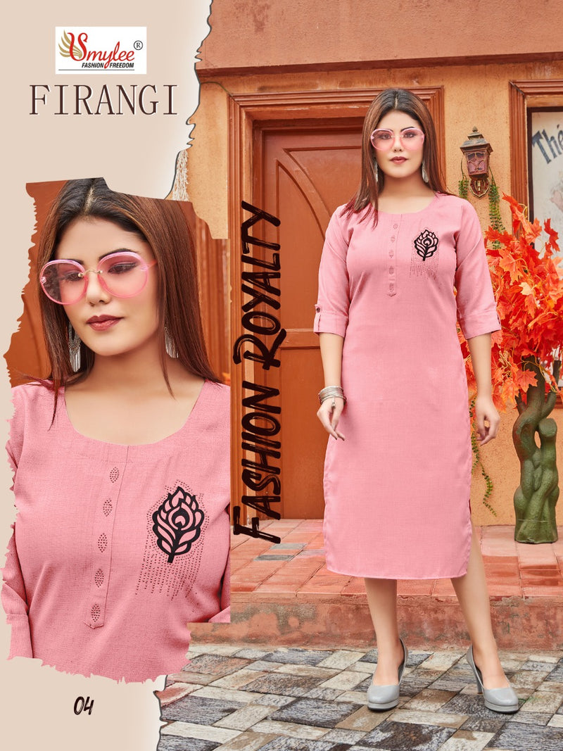 Smylee Fashion Firangi Rayon Stylish Fancy Casual Wear Long Kurtis