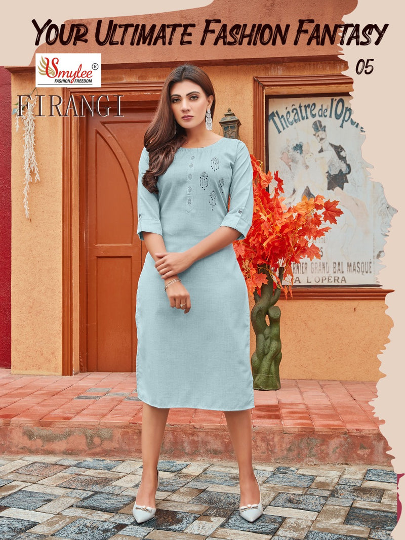 Smylee Fashion Firangi Rayon Stylish Fancy Casual Wear Long Kurtis