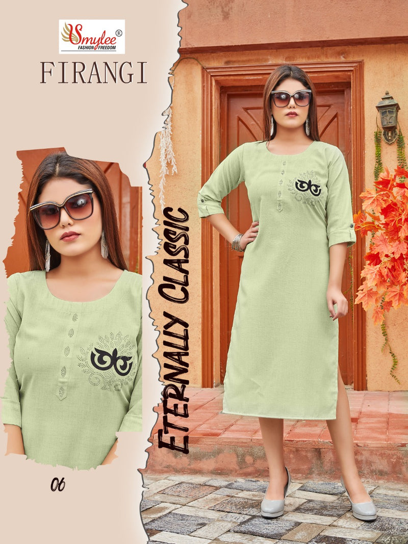 Smylee Fashion Firangi Rayon Stylish Fancy Casual Wear Long Kurtis