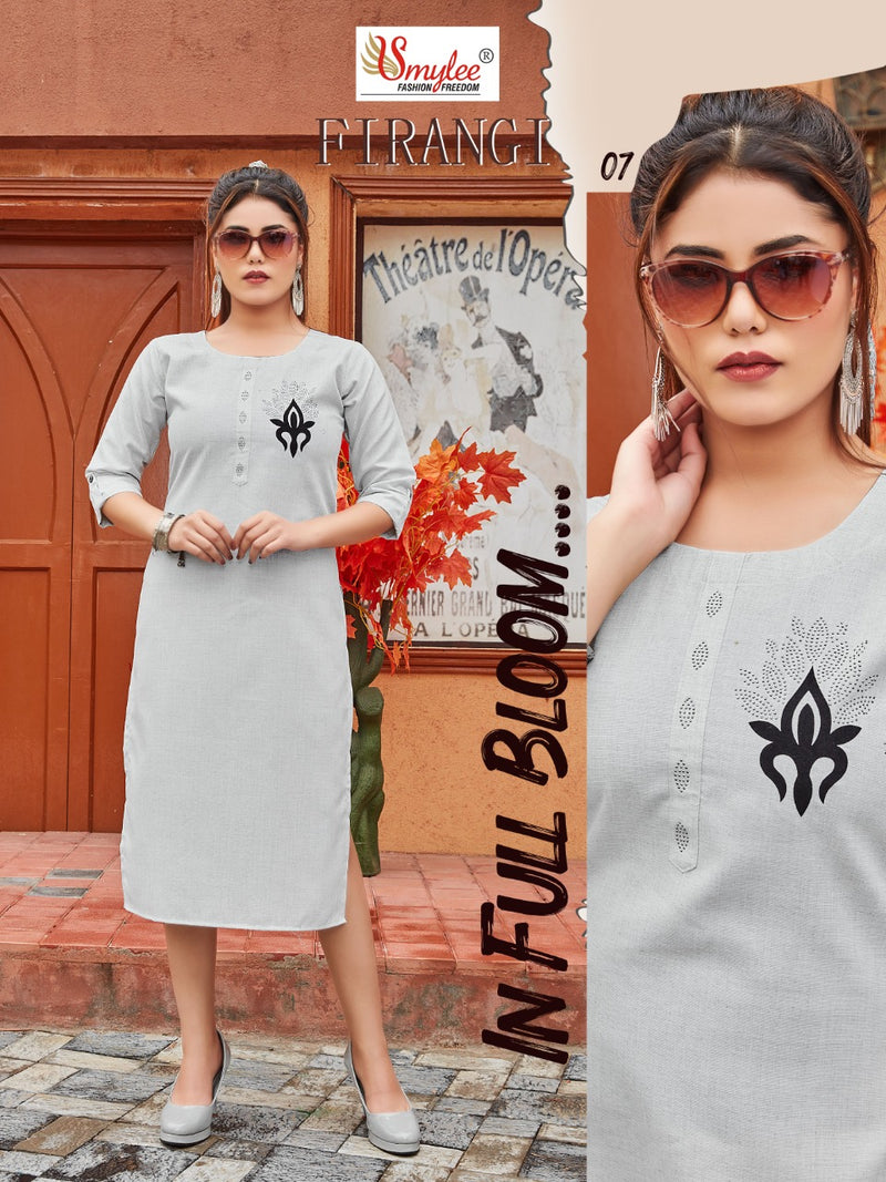 Smylee Fashion Firangi Rayon Stylish Fancy Casual Wear Long Kurtis