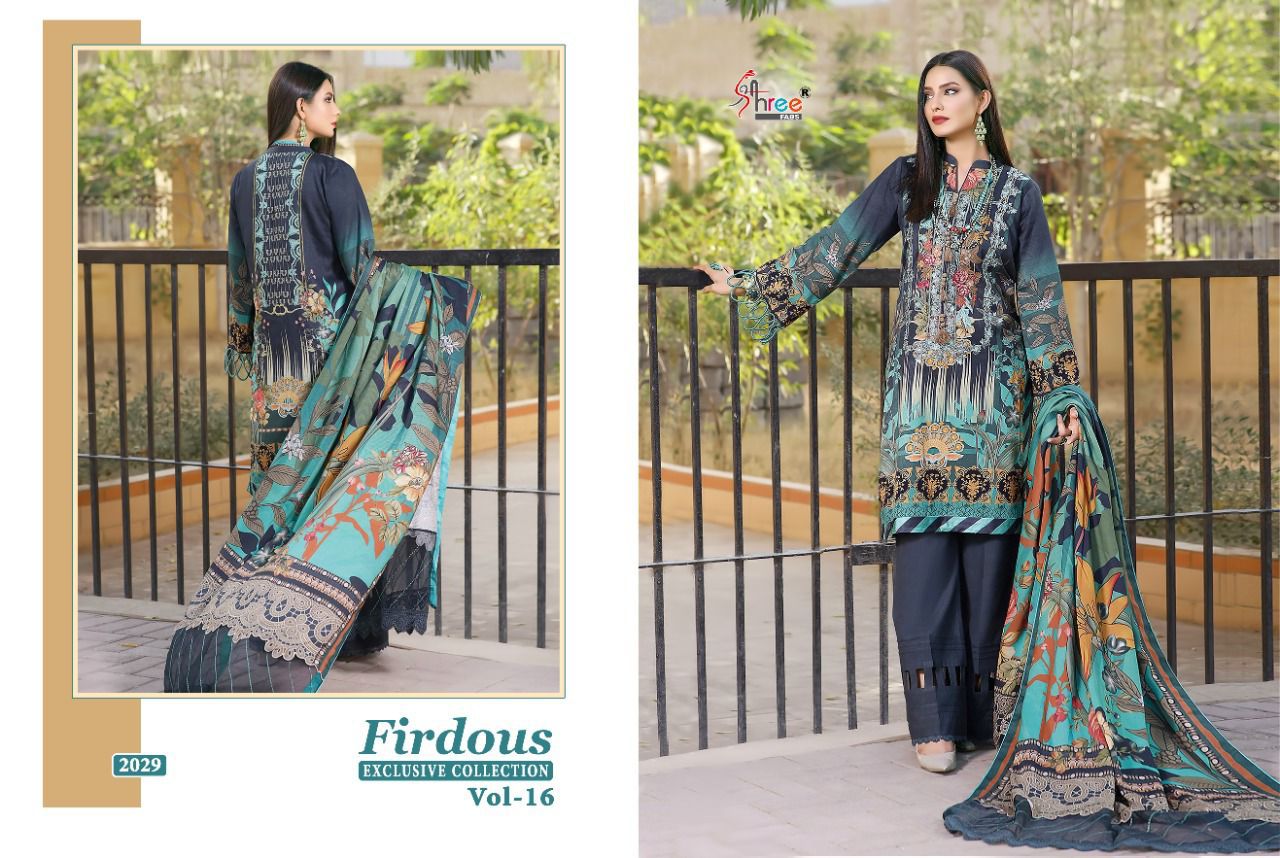 Shree Fabs Firdous Exclusive Collection 16 Cotton Lawn Print Festive Wear Embroidered Salwar Suits