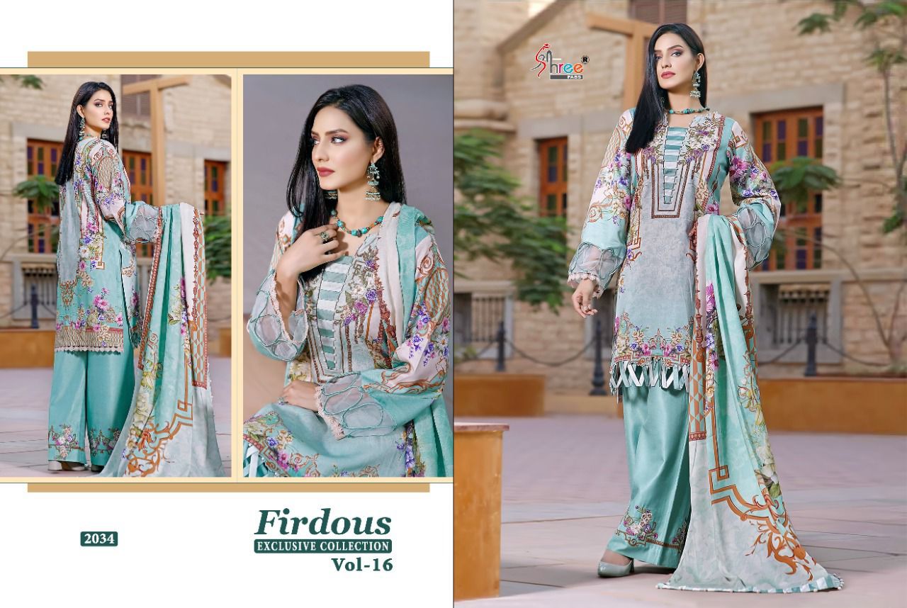 Shree Fabs Firdous Exclusive Collection 16 Cotton Lawn Print Festive Wear Embroidered Salwar Suits