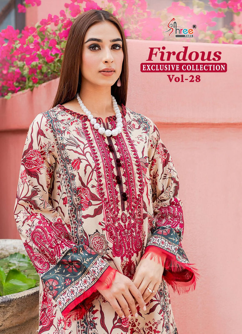 Shree Fabs Fridous Exclusive Collection Vol 28 Pure Jam Cotton Print Exclusive Embroidery Patch Pakistani Salwar Suit