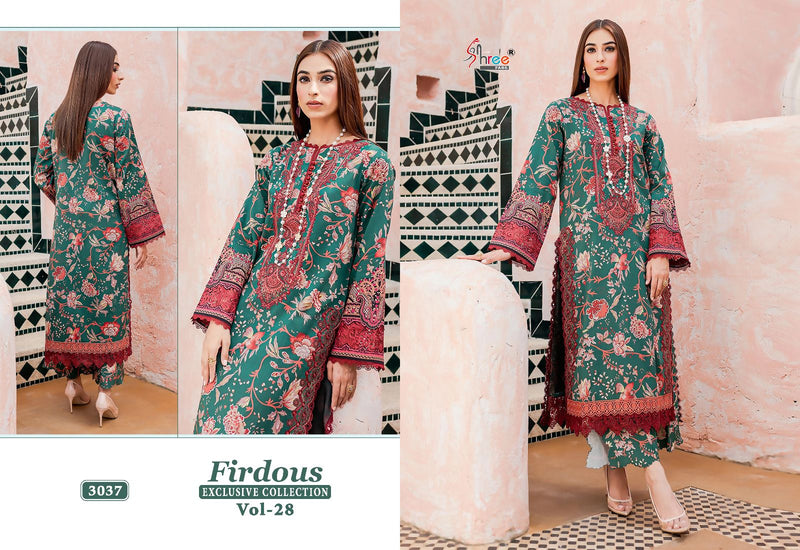 Shree Fabs Fridous Exclusive Collection Vol 28 Pure Jam Cotton Print Exclusive Embroidery Patch Pakistani Salwar Suit