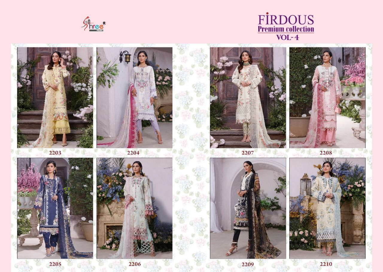 Shree Fabs Firdous Premium Collection Vol 4 Cotton Print Embroidered Pakistani Style Party Wear Salwar Kameez