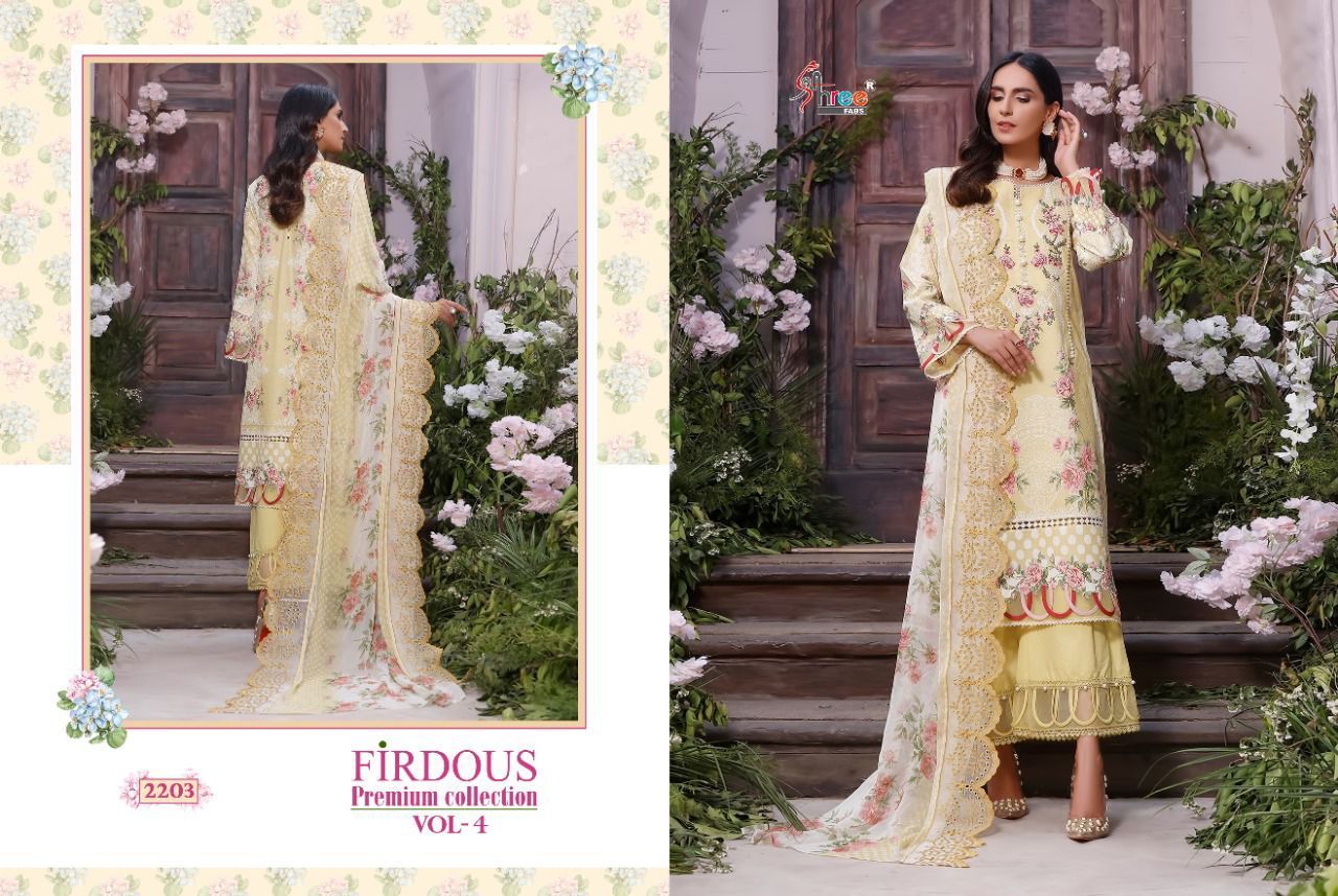 Shree Fabs Firdous Premium Collection Vol 4 Cotton Print Embroidered Pakistani Style Party Wear Salwar Kameez