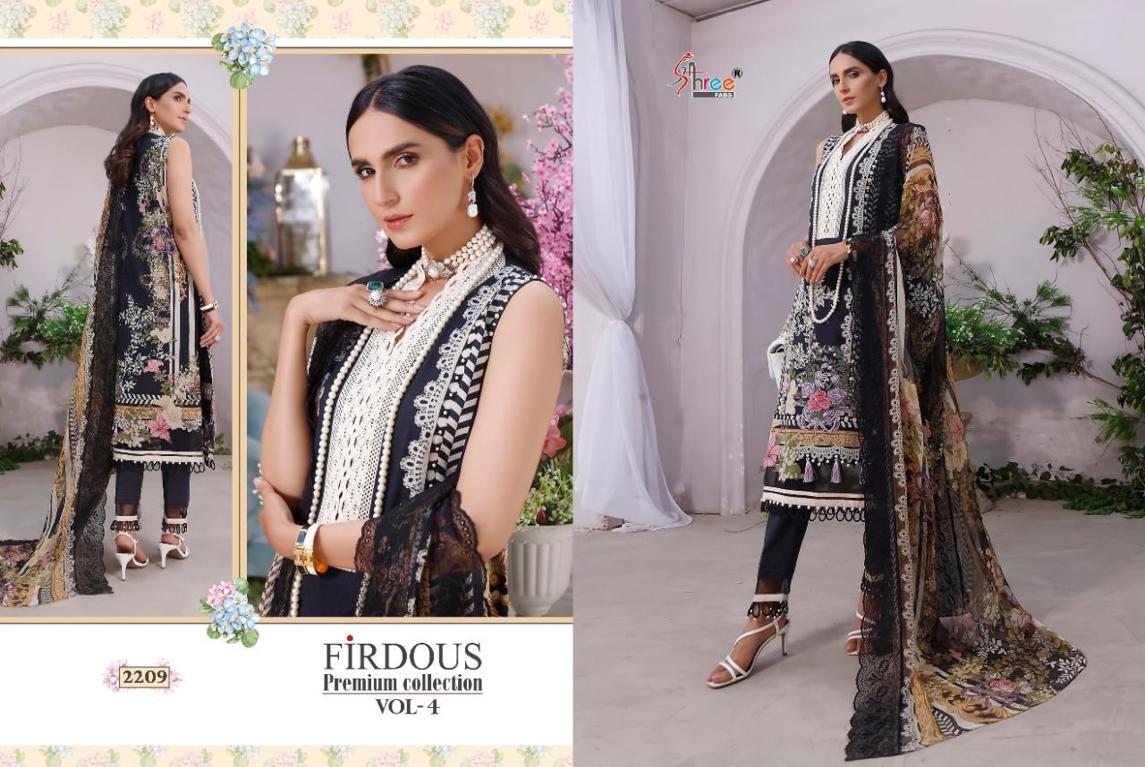 Shree Fabs Firdous Premium Collection Vol 4 Cotton Print Embroidered Pakistani Style Party Wear Salwar Kameez