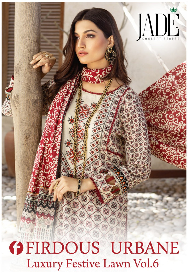 Jade Firdous Urbane Luxury Festive Lawn Collection Vol 6 Lawn Cotton Pakistani Style Party Wear Salwar Suits