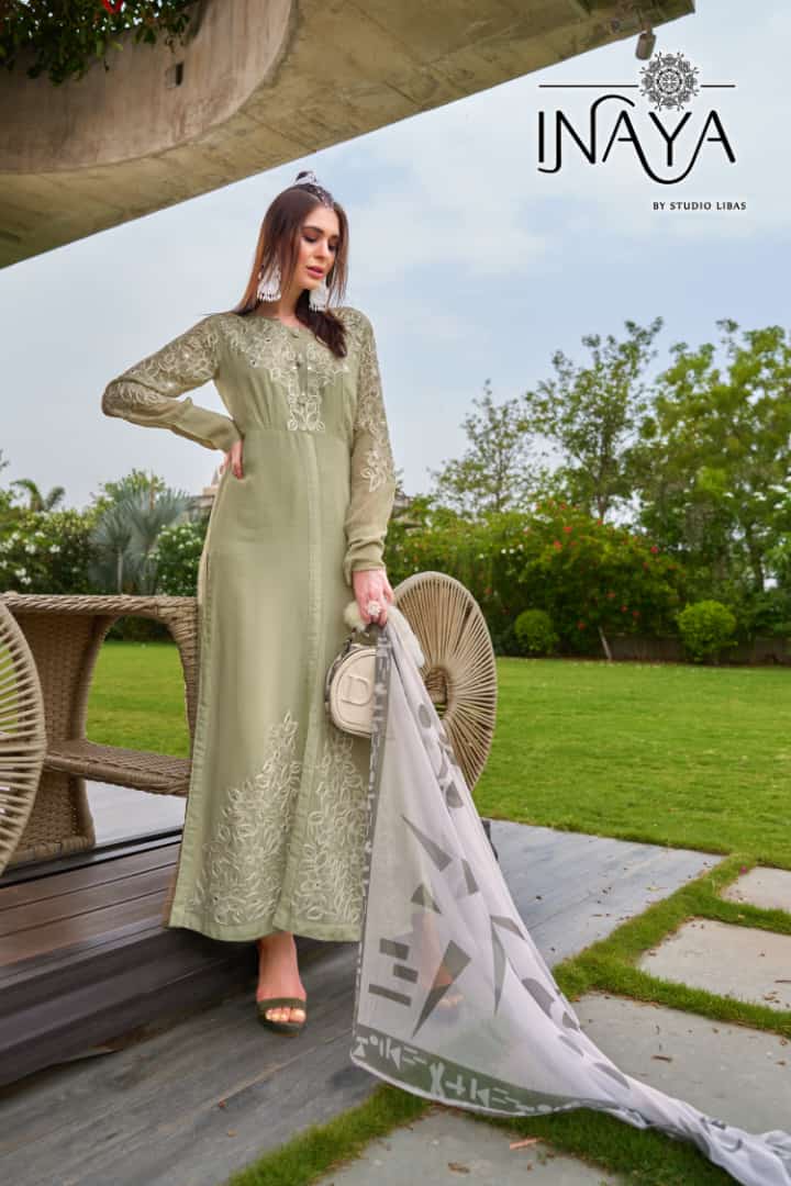 Inaya Flamboyant Collection Georgette With Heavy Embroidery Work Stylish Designer Casual Look Kurti