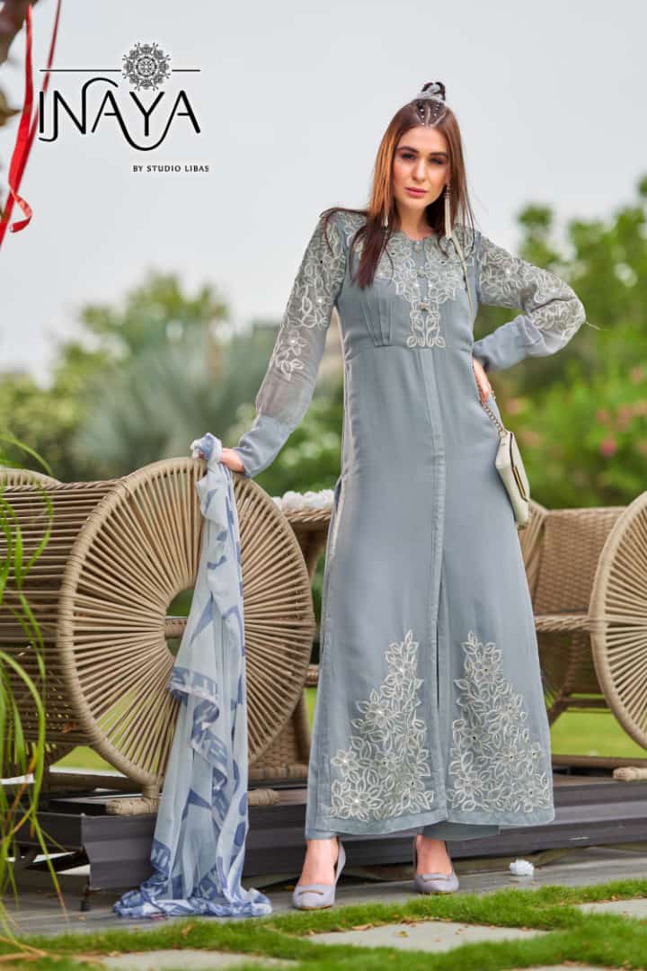 Inaya Flamboyant Collection Georgette With Heavy Embroidery Work Stylish Designer Casual Look Kurti