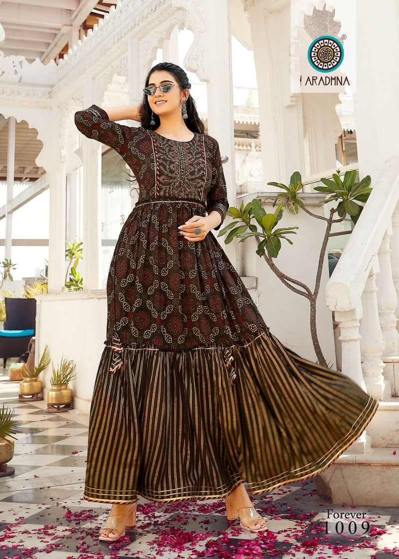 Aradhna Forever Vol 1 Rayon With Printed Work Stylish Designer Festive Wear Long Kurti