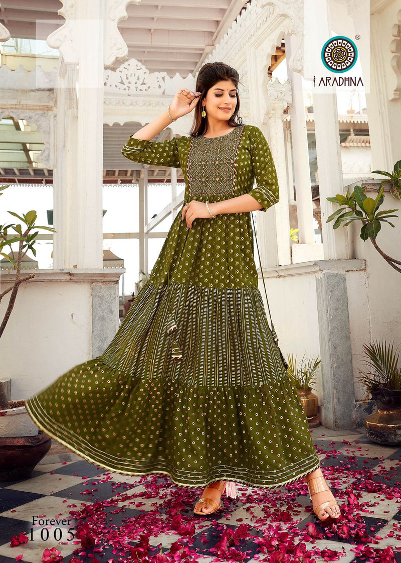 Aradhna Forever Vol 1 Rayon With Printed Work Stylish Designer Festive Wear Long Kurti