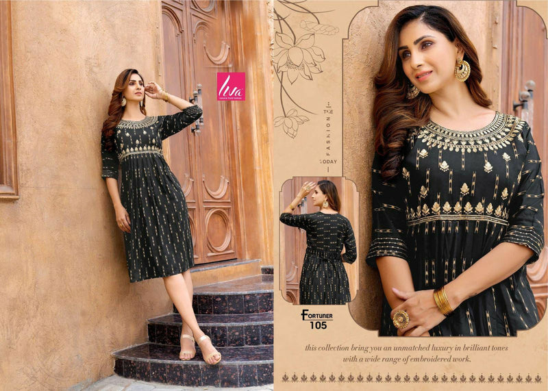 Golden Fortuner Rayon Fancy Designer Party Wear Kurtis