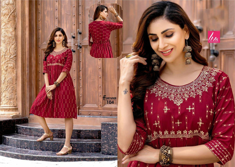 Golden Fortuner Rayon Fancy Designer Party Wear Kurtis