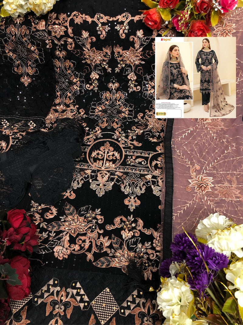 Fepic Rosemeen D 5154 Heavy Georgette Embroidered Handwork Pakistani Suits