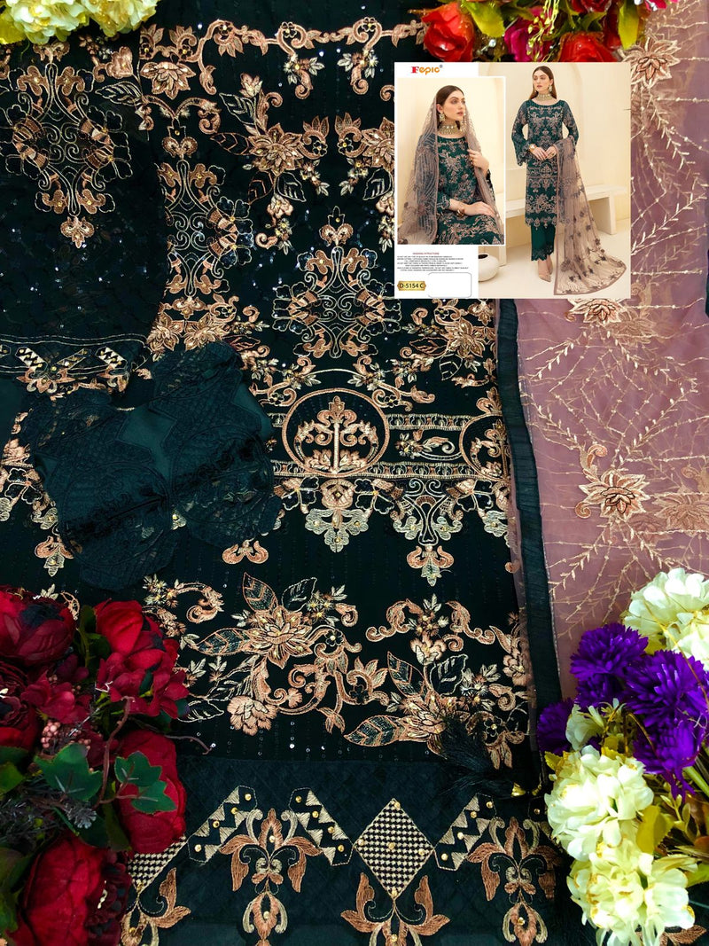 Fepic Rosemeen D 5154 Heavy Georgette Embroidered Handwork Pakistani Suits