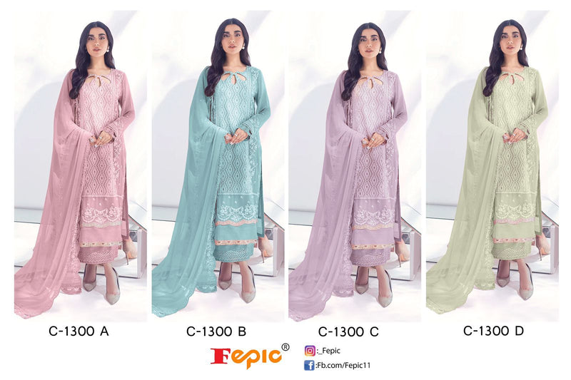 Fepic Suit C 1300 Georgette Embroidered Handwork Partywear Salwar Kameez