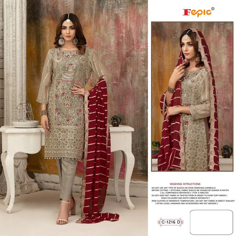 Fepic Suit Rosemeen C 1216 Fox Georgette Heavy Embroidered Pakistani Suit