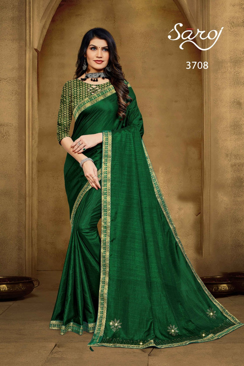 Saroj Galaxy Vichitra Silk Designer Party Wear Sarees