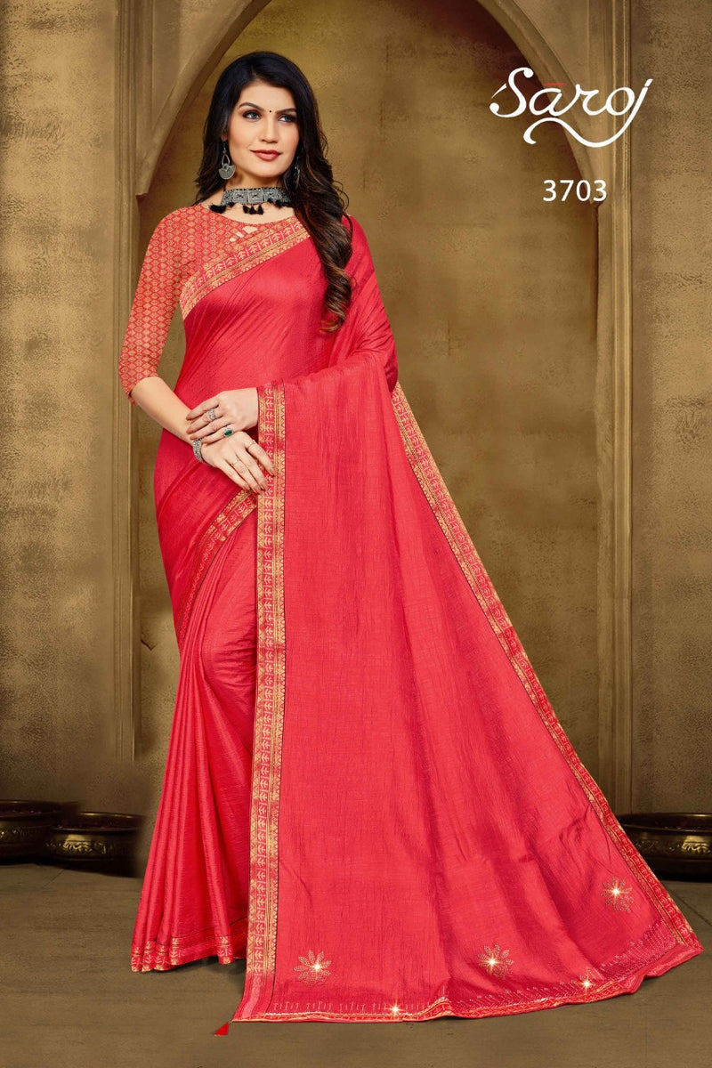 Saroj Galaxy Vichitra Silk Designer Party Wear Sarees