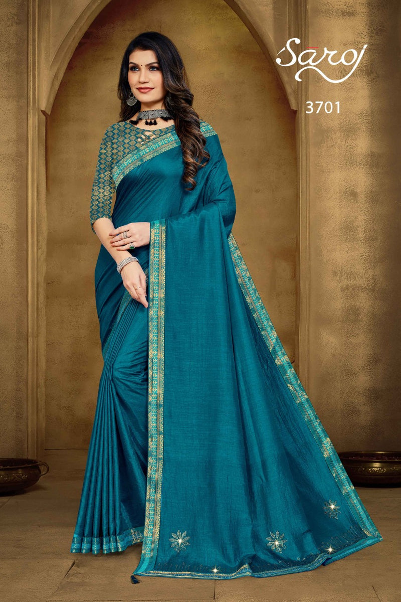 Saroj Galaxy Vichitra Silk Designer Party Wear Sarees