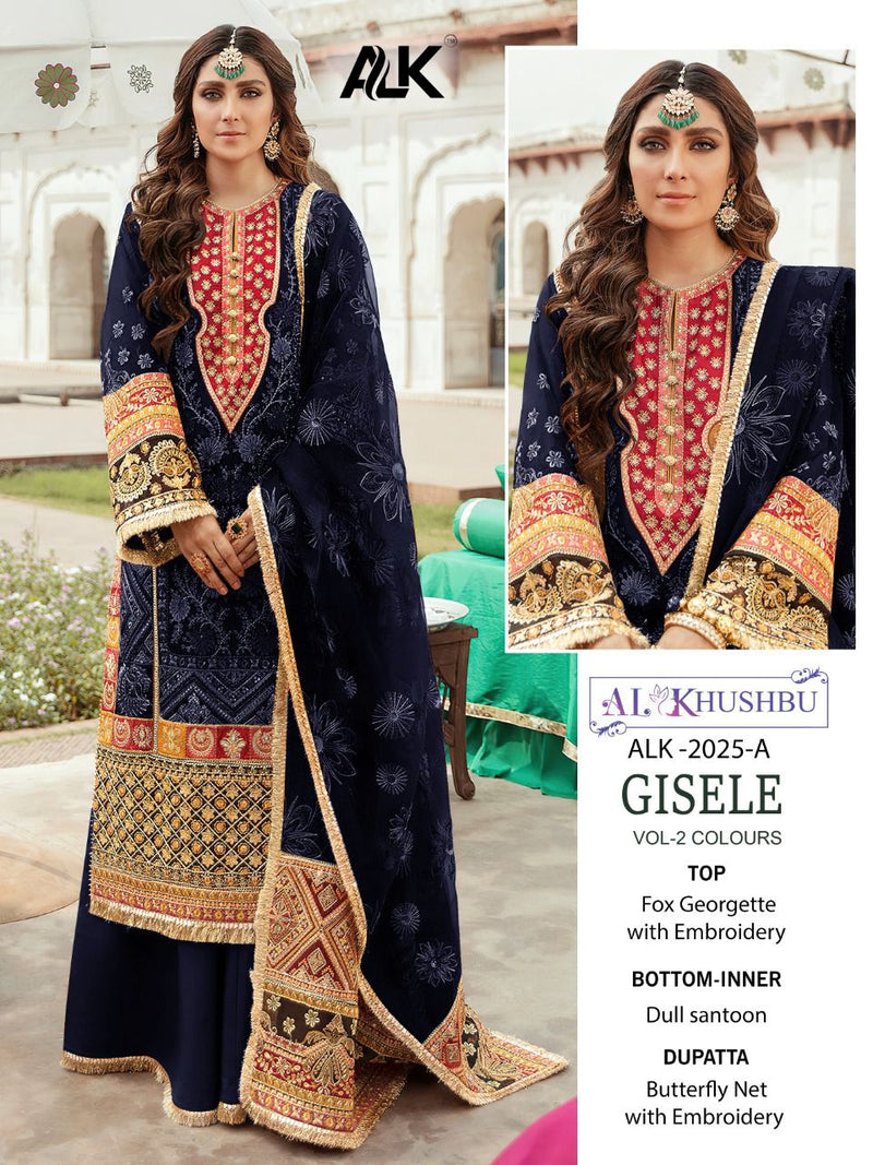 Al Khushbu Glsele Vol 2 Colours Georgette With Heavy Embroidery Work Stylish Designer Pakistani Salwar Kameez