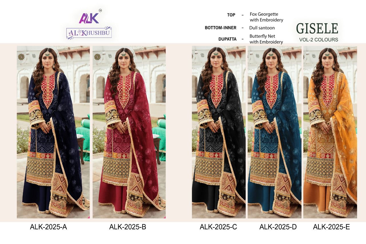 Al Khushbu Glsele Vol 2 Colours Georgette With Heavy Embroidery Work Stylish Designer Pakistani Salwar Kameez