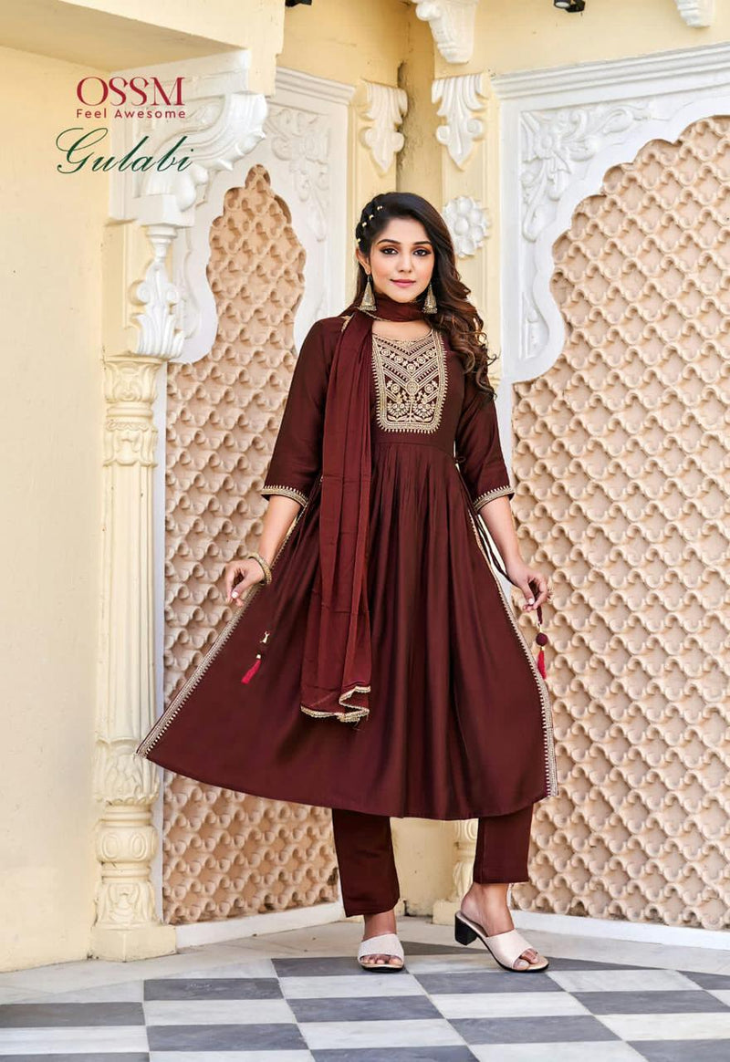 Ossm Gulabi Viscose With Beautiful Work Stylish Designer Party Wear Fancy Kurti