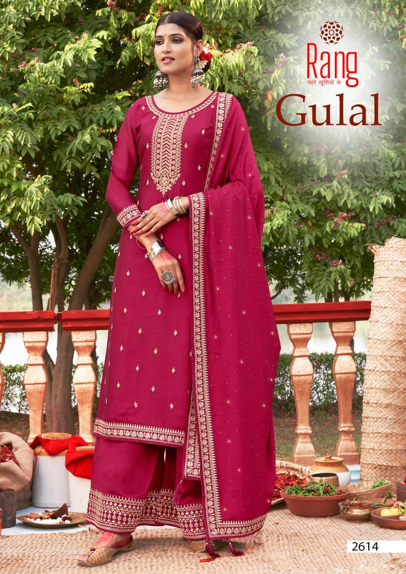 Rang Gulal Silk With Beautiful Heavy Work Stylish Designer Festive Wear Salwar Kameez